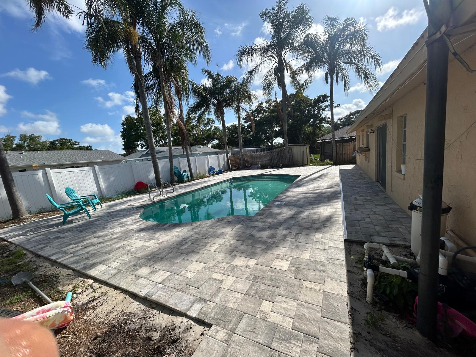 Finished patio and pool deck paver project